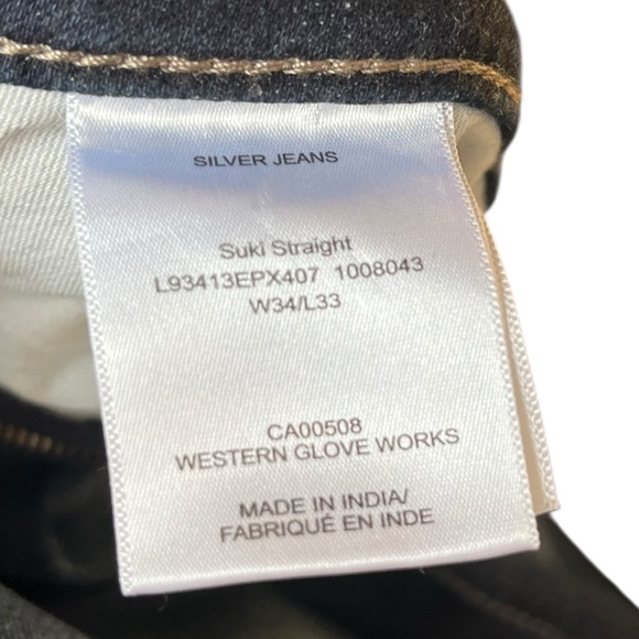 Silver Jeans Suki Straight Fit Dark Denim Jeans 34x33 - Picture 13 of 14